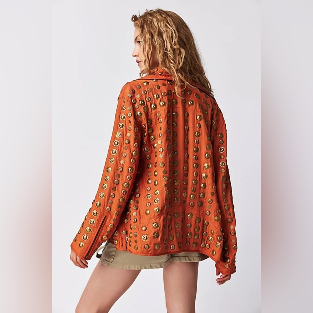 Free People Chelsea Coin Jacket in Bronze